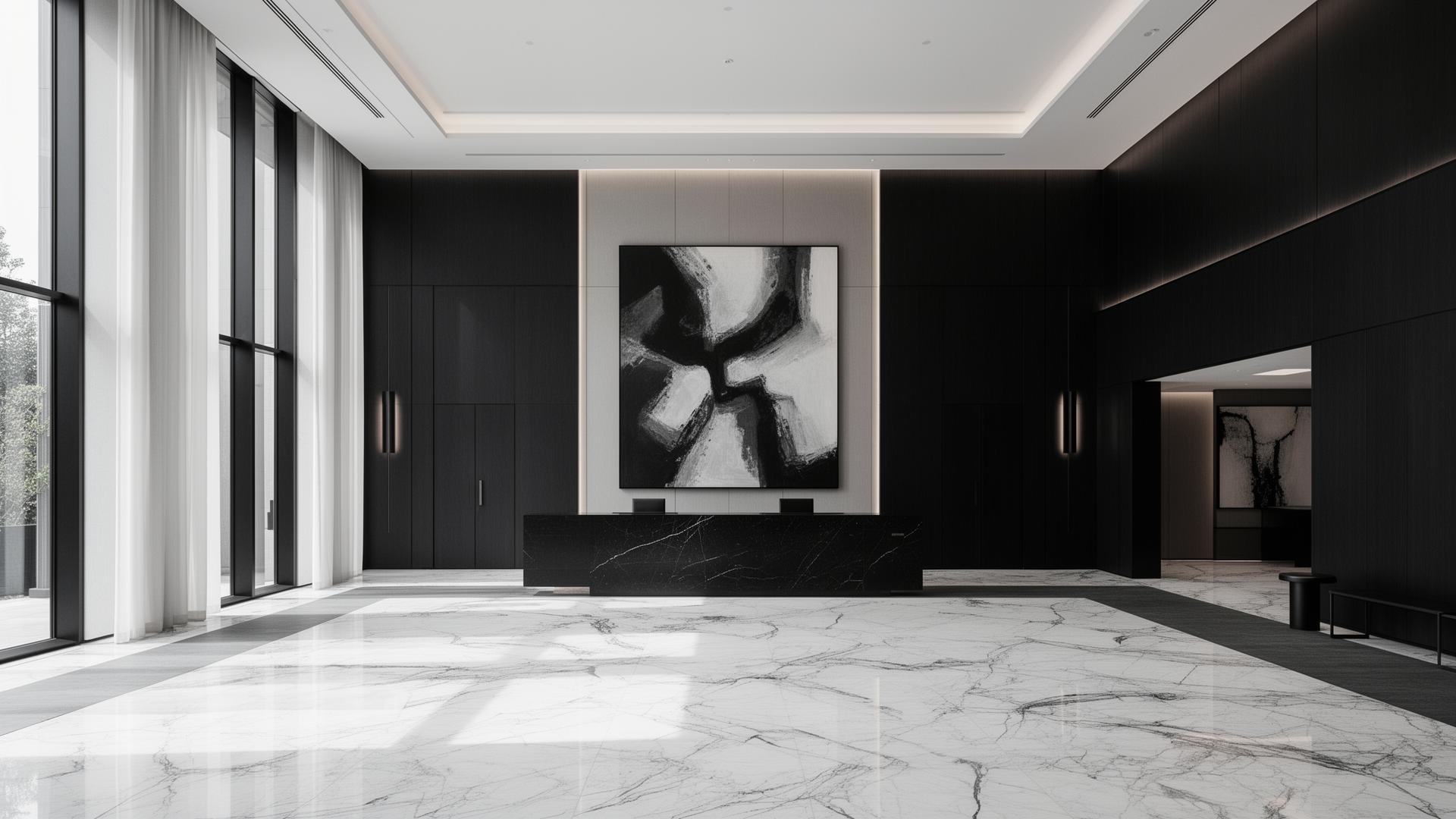 Lobby corporativo minimalista